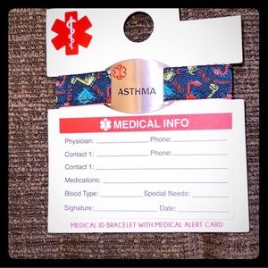 NEW Child’s Dinosaur Band Asthma Medical Alert Band Bracelet